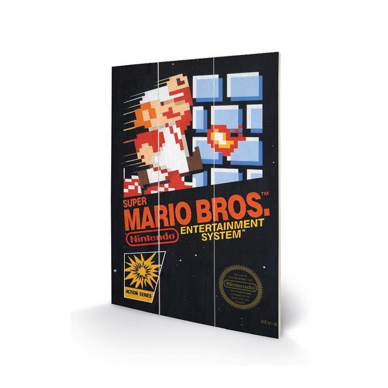 Super Mario Bros - NES Cover Impression sur Bois 20 X 29.5 cm - flash vidéo