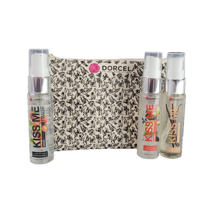 Trousse de voyage avec 3 lubrifiants embrassables Kiss Me X 30ml [Bien-être]